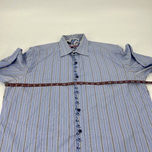 Robert Graham Shirt Men XL Blue White Stripes Long Sleeve Button Down Flip Cuff - Picture 13 of 14